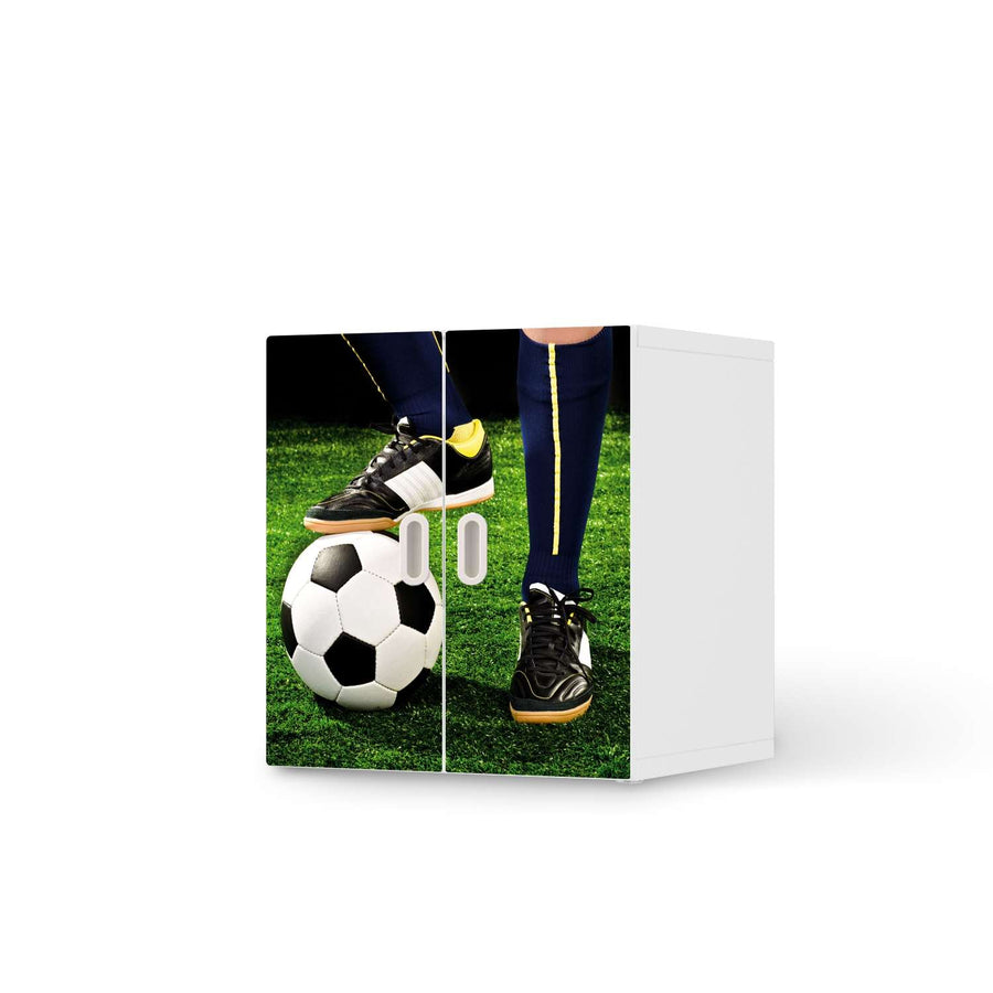 Selbstklebende Folie Fussballstar - IKEA Stuva / Fritids Schrank - 2 kleine Türen  - weiss