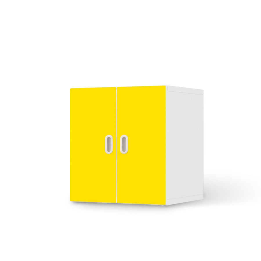 Selbstklebende Folie Gelb Dark - IKEA Stuva / Fritids Schrank - 2 kleine Türen  - weiss