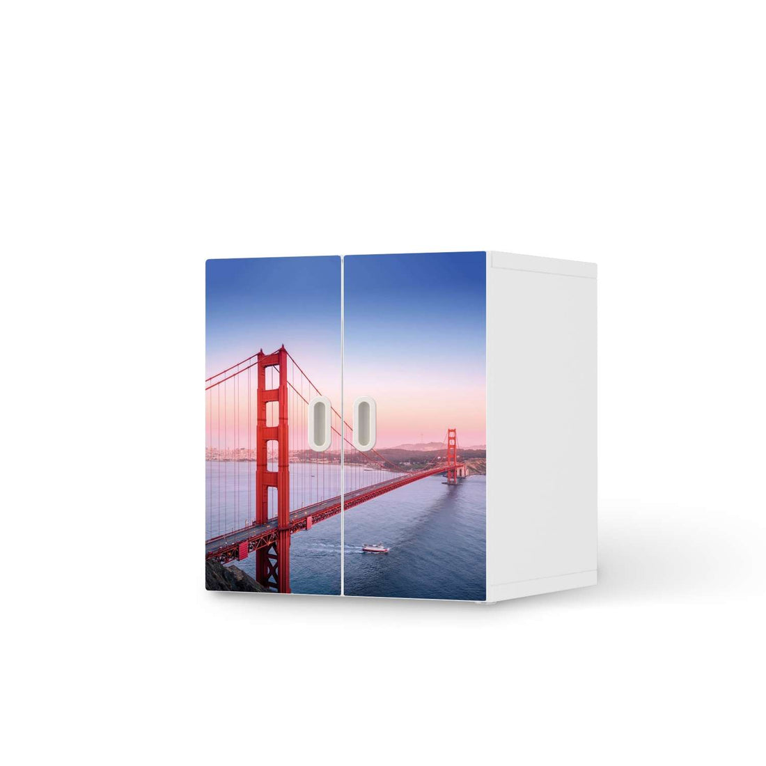Selbstklebende Folie Golden Gate - IKEA Stuva / Fritids Schrank - 2 kleine Türen  - weiss