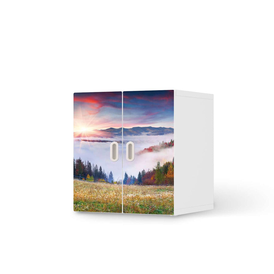 Selbstklebende Folie Herbstwald - IKEA Stuva / Fritids Schrank - 2 kleine Türen  - weiss