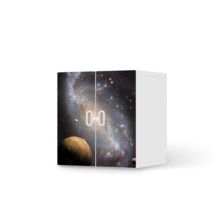 Selbstklebende Folie Milky Way - IKEA Stuva / Fritids Schrank - 2 kleine Türen  - weiss