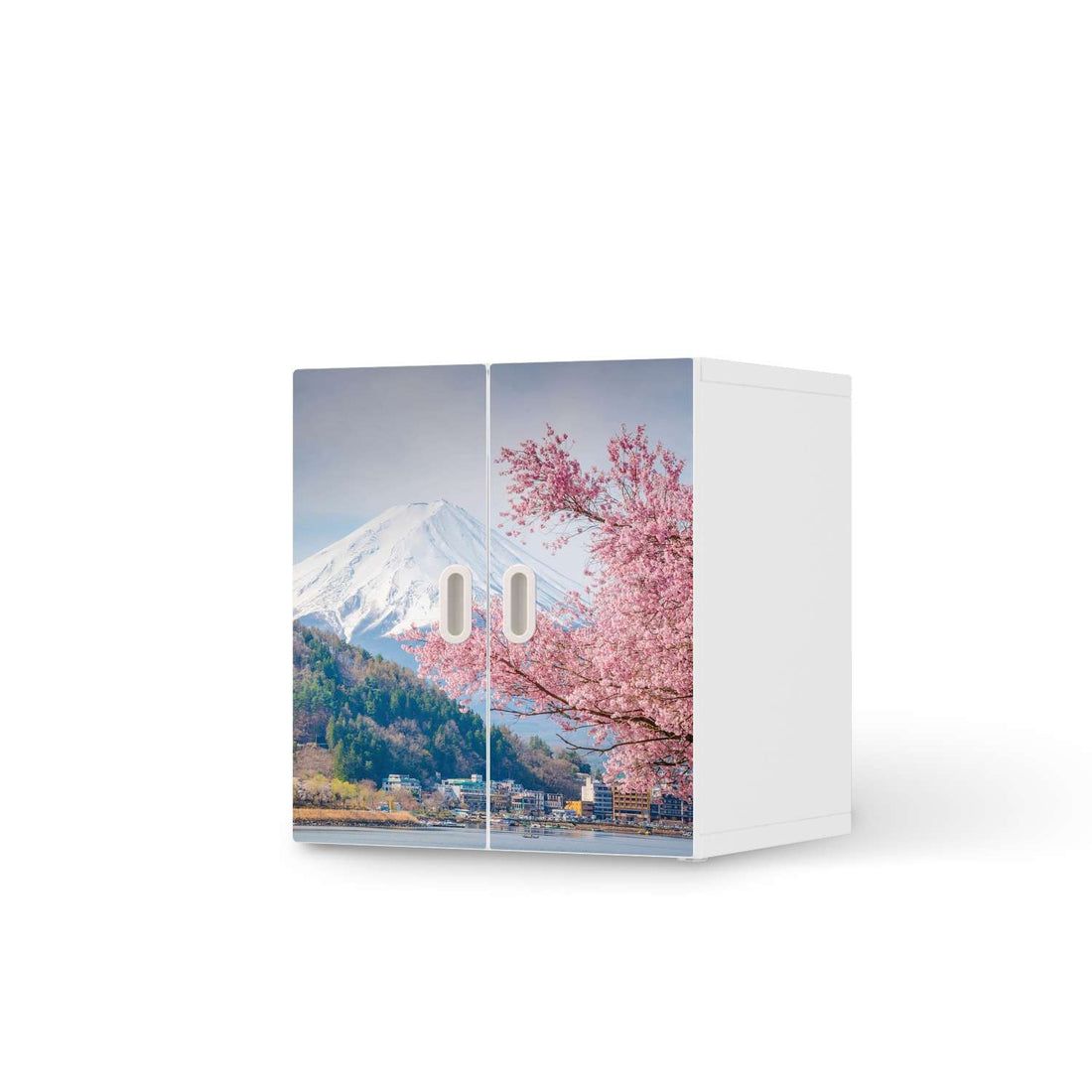 Selbstklebende Folie Mount Fuji - IKEA Stuva / Fritids Schrank - 2 kleine Türen  - weiss