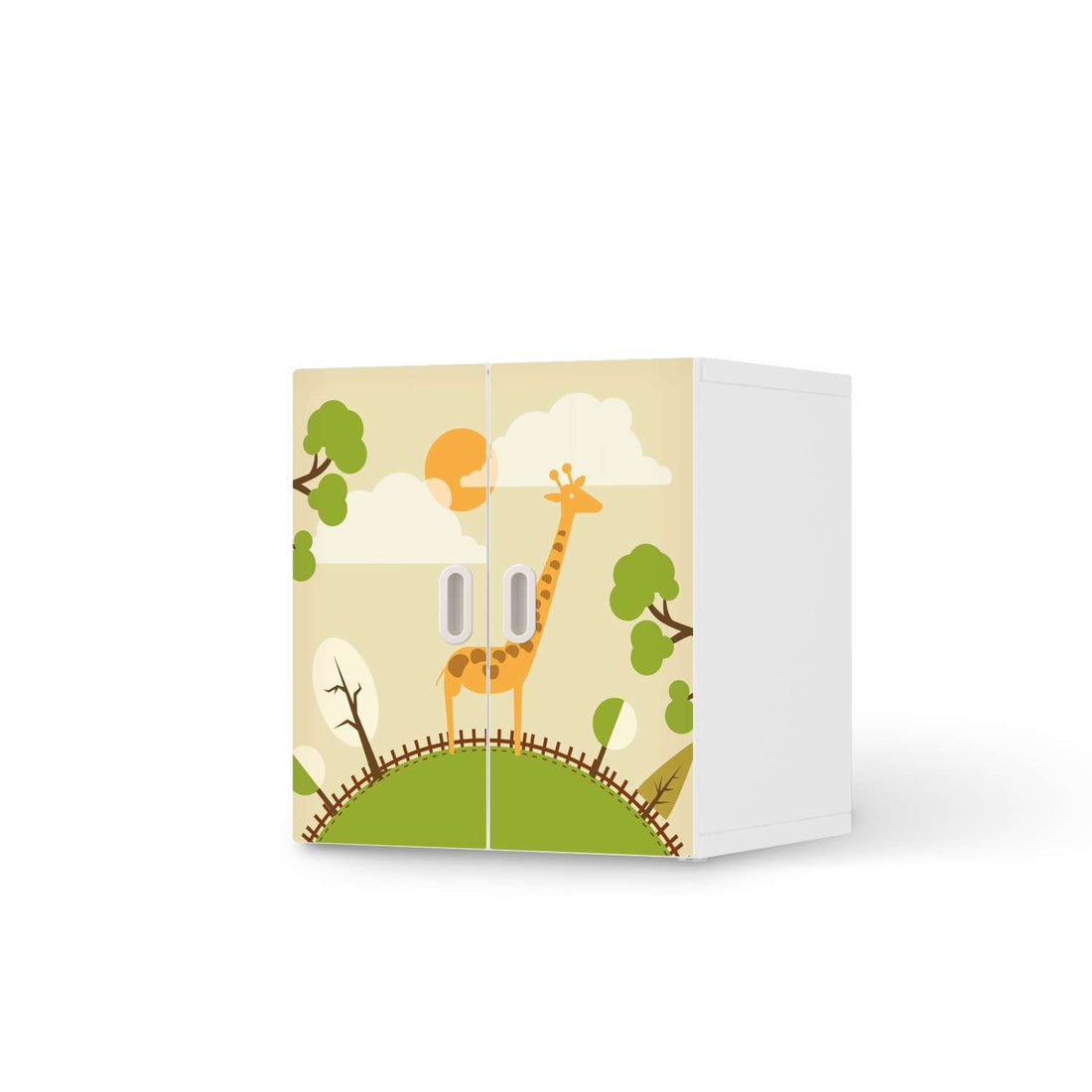 Selbstklebende Folie Mountain Giraffe - IKEA Stuva / Fritids Schrank - 2 kleine Türen  - weiss