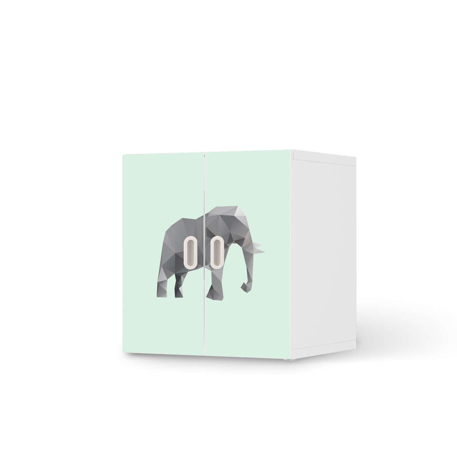 Selbstklebende Folie Origami Elephant - IKEA Stuva / Fritids Schrank - 2 kleine Türen  - weiss
