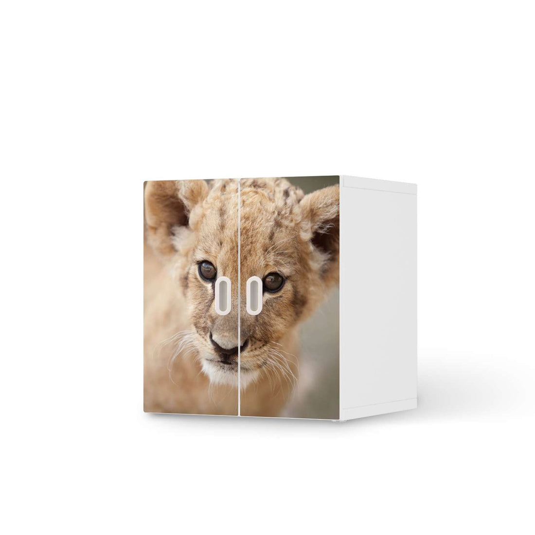Selbstklebende Folie Simba - IKEA Stuva / Fritids Schrank - 2 kleine Türen  - weiss