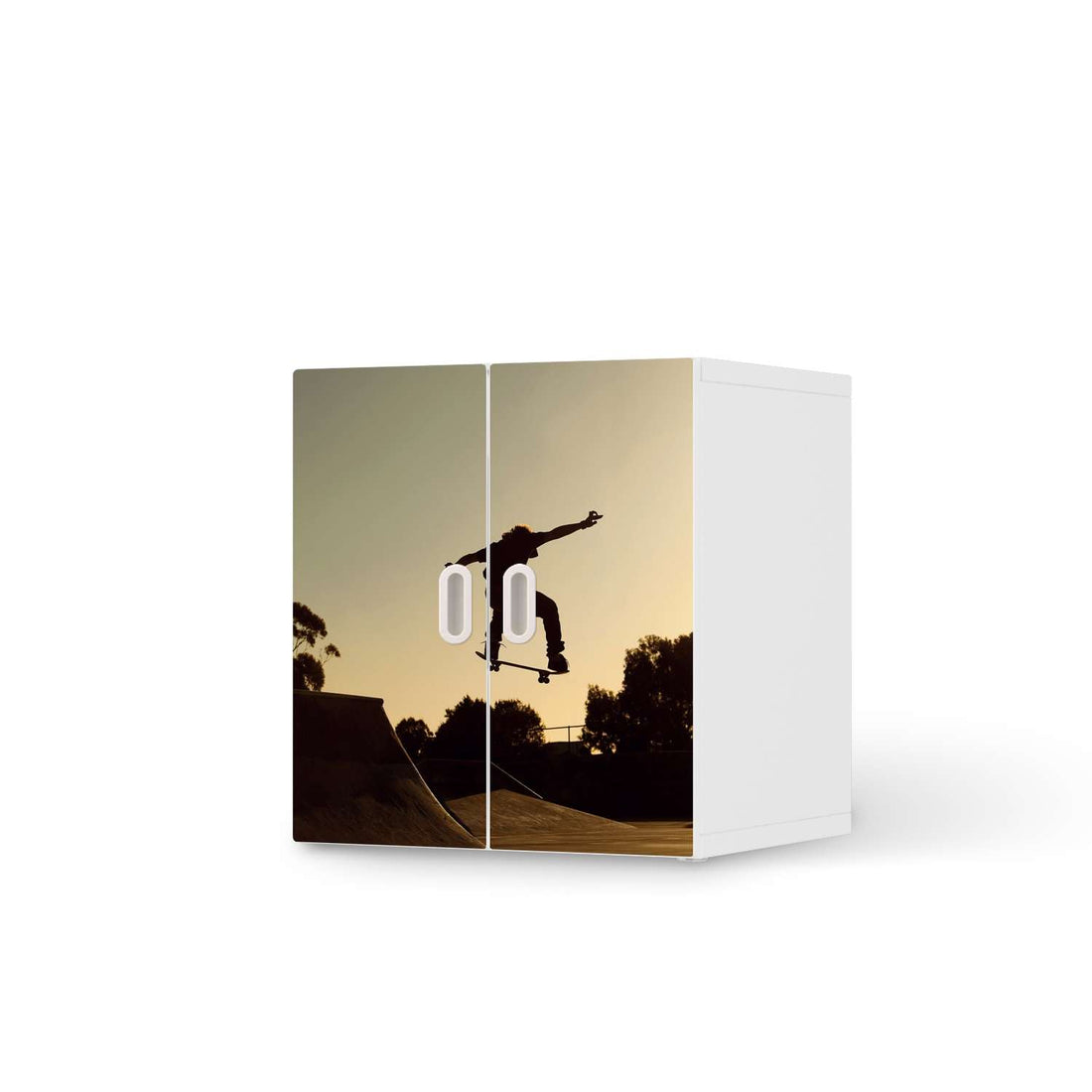 Selbstklebende Folie Skater - IKEA Stuva / Fritids Schrank - 2 kleine Türen  - weiss