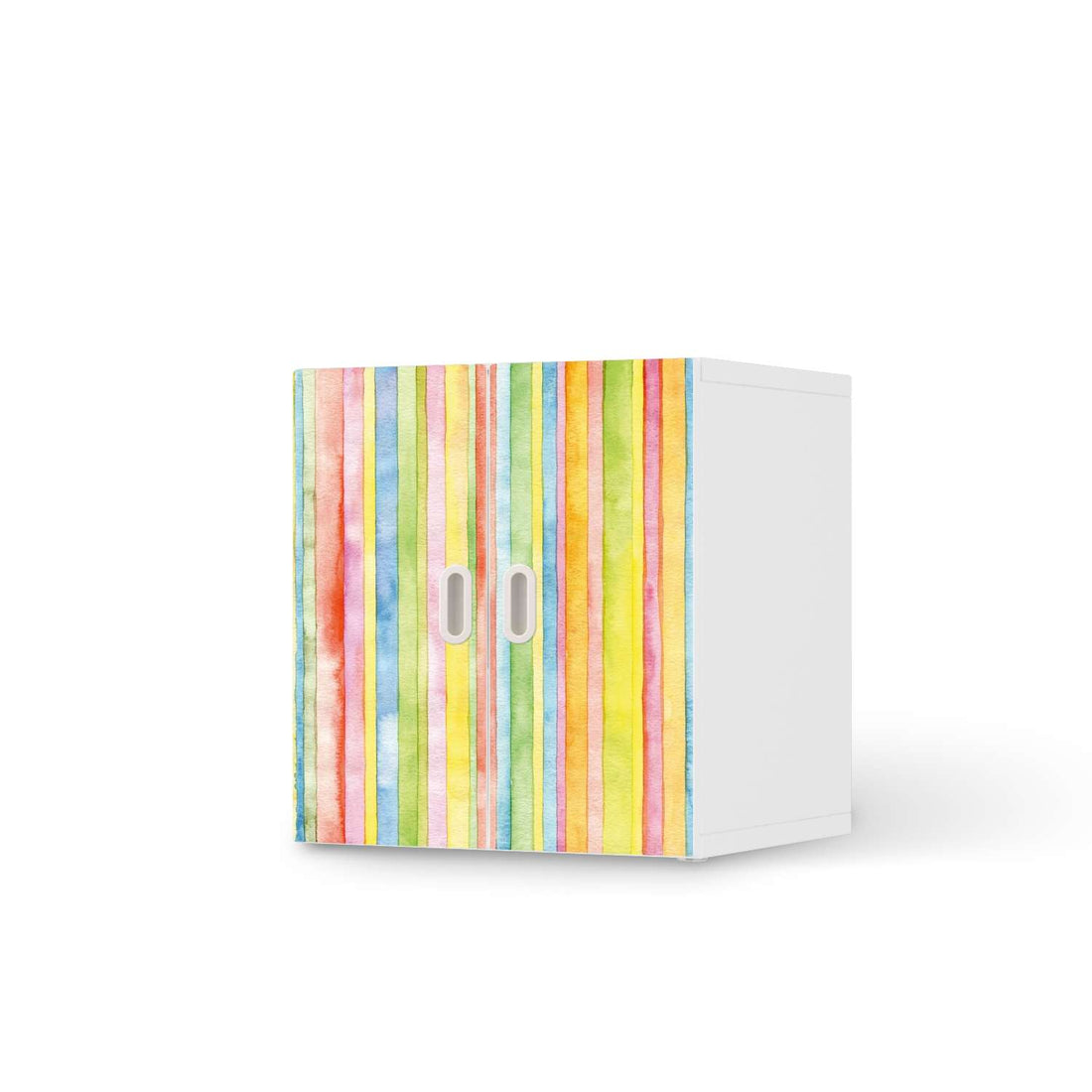 Selbstklebende Folie Watercolor Stripes - IKEA Stuva / Fritids Schrank - 2 kleine Türen  - weiss
