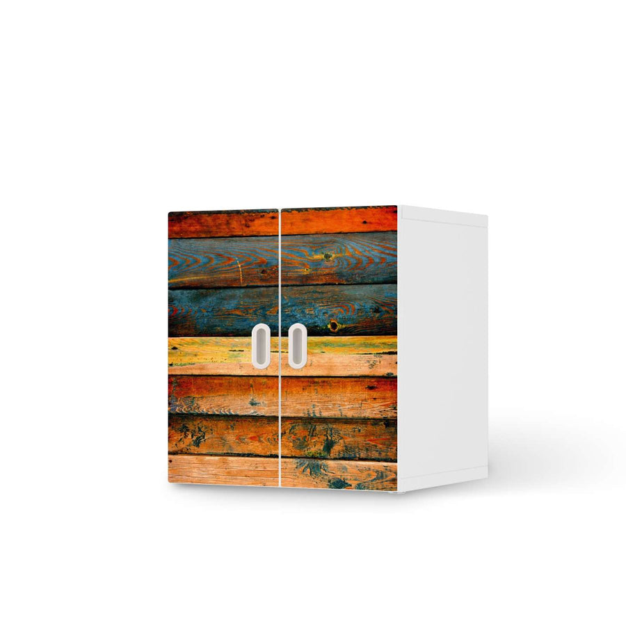 Selbstklebende Folie Wooden - IKEA Stuva / Fritids Schrank - 2 kleine Türen  - weiss