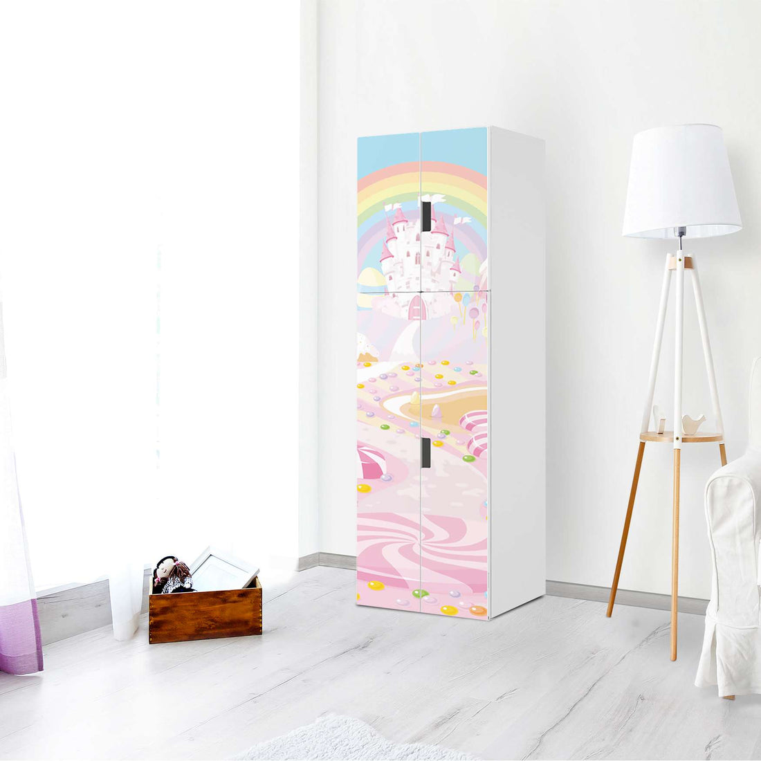 Selbstklebende Folie Candyland - IKEA Stuva kombiniert - 2 große Türen und 2 kleine Türen (Kombination 2) - Kinderzimmer