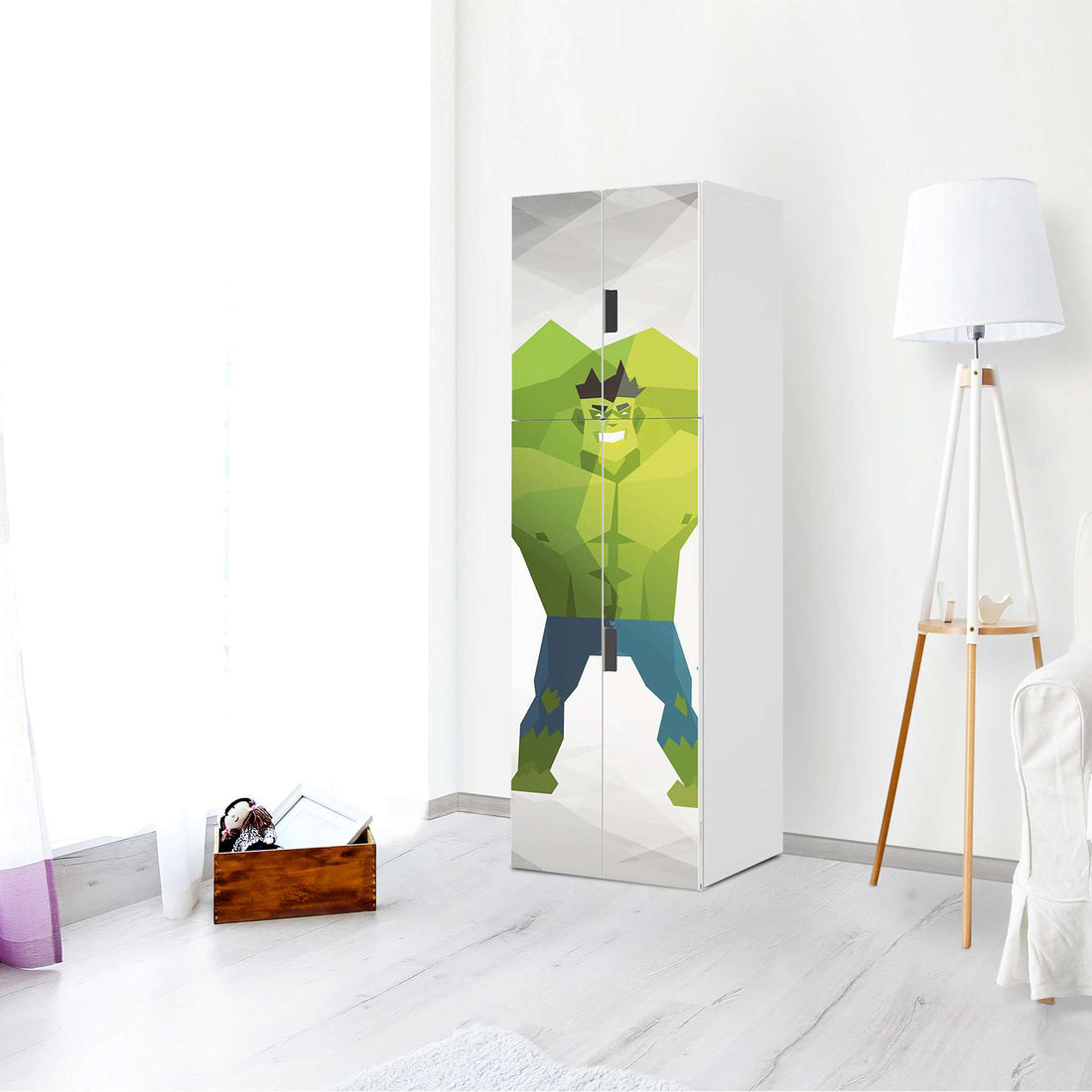 Selbstklebende Folie Mr. Green - IKEA Stuva kombiniert - 2 große Türen und 2 kleine Türen (Kombination 2) - Kinderzimmer