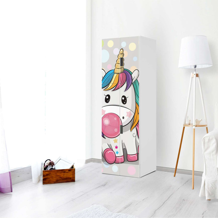 Selbstklebende Folie Rainbow das Einhorn - IKEA Stuva kombiniert - 2 große Türen und 2 kleine Türen (Kombination 2) - Kinderzimmer