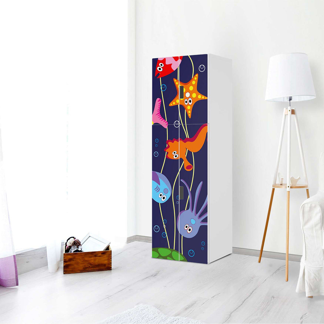Selbstklebende Folie Underwater Life - IKEA Stuva kombiniert - 2 große Türen und 2 kleine Türen (Kombination 2) - Kinderzimmer