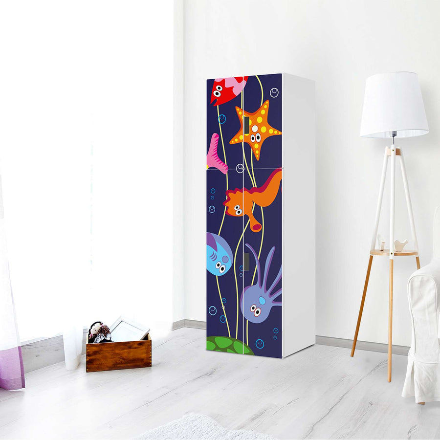Selbstklebende Folie Underwater Life - IKEA Stuva kombiniert - 2 große Türen und 2 kleine Türen (Kombination 2) - Kinderzimmer