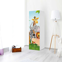 Selbstklebende Folie Wild Animals - IKEA Stuva kombiniert - 2 große Türen und 2 kleine Türen (Kombination 2) - Kinderzimmer