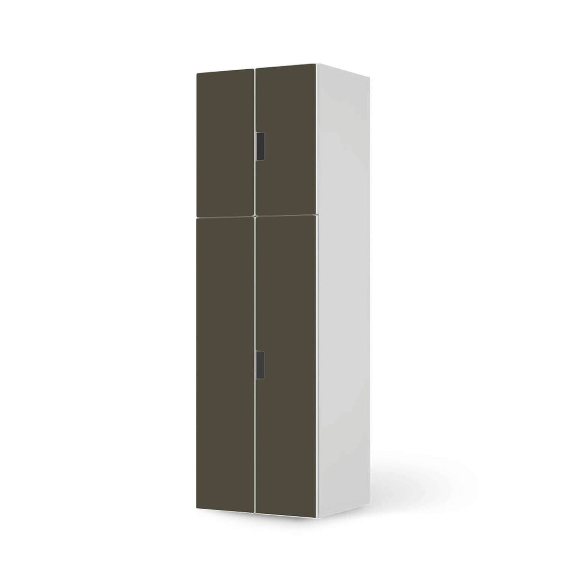 Selbstklebende Folie Braungrau Dark - IKEA Stuva kombiniert - 2 große Türen und 2 kleine Türen (Kombination 2)  - weiss