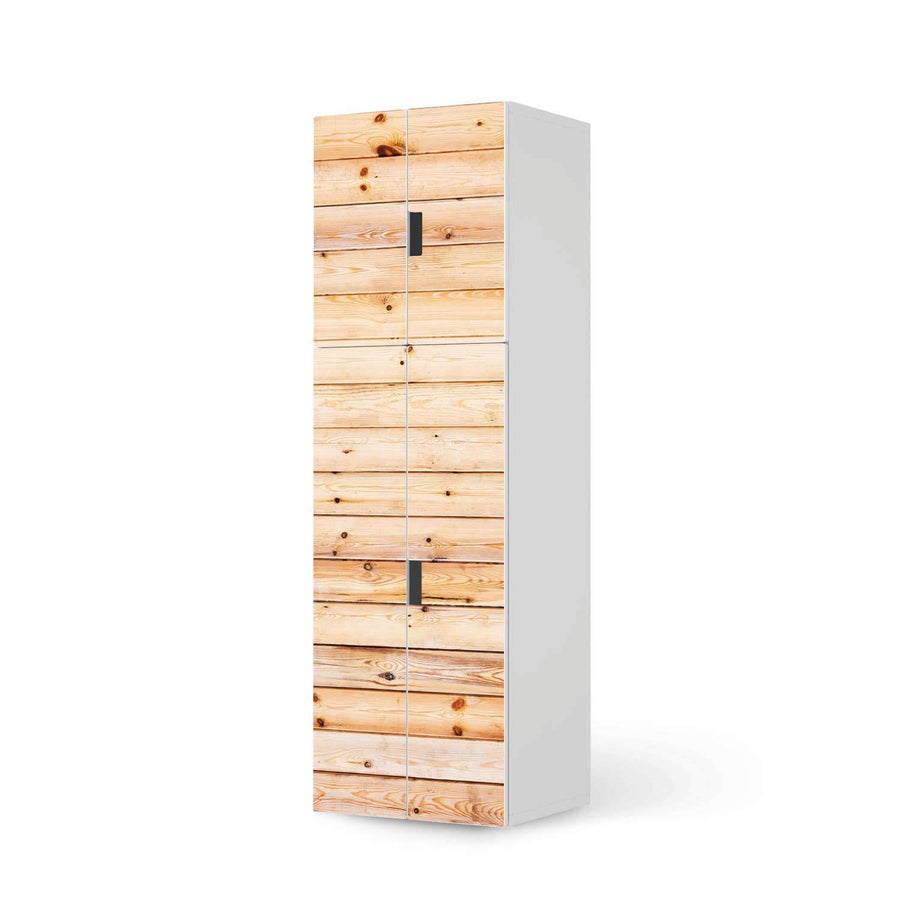 Selbstklebende Folie Bright Planks - IKEA Stuva kombiniert - 2 große Türen und 2 kleine Türen (Kombination 2)  - weiss