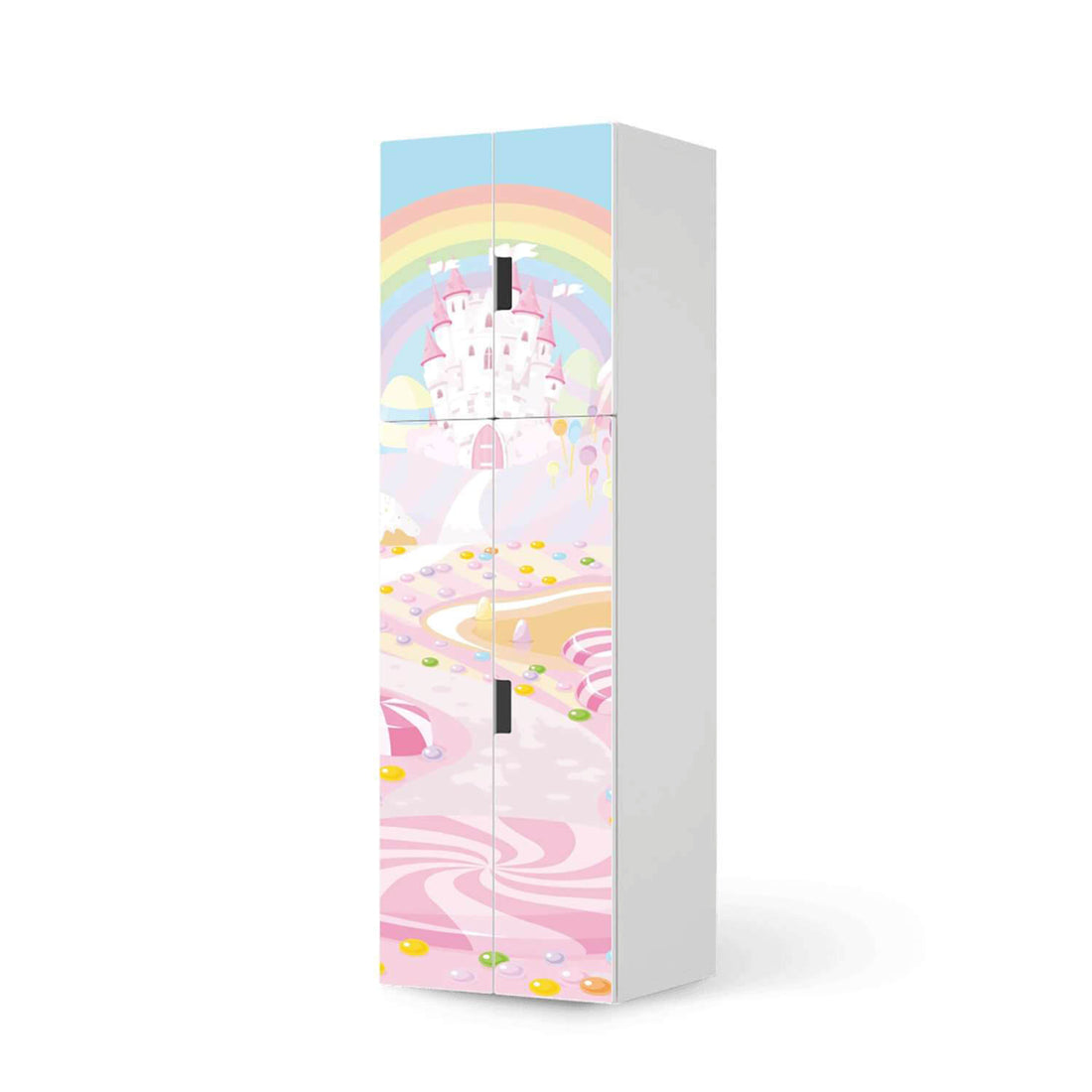 Selbstklebende Folie Candyland - IKEA Stuva kombiniert - 2 große Türen und 2 kleine Türen (Kombination 2)  - weiss