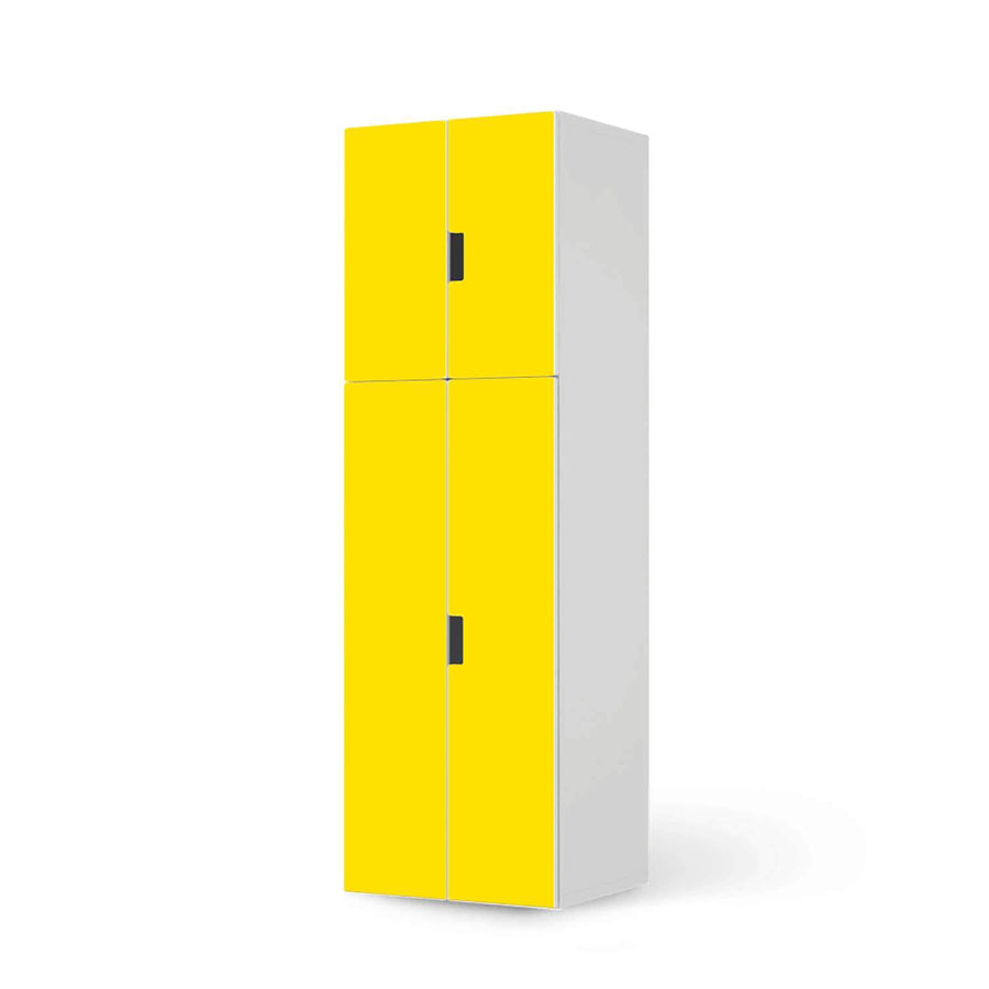 Selbstklebende Folie Gelb Dark - IKEA Stuva kombiniert - 2 große Türen und 2 kleine Türen (Kombination 2)  - weiss