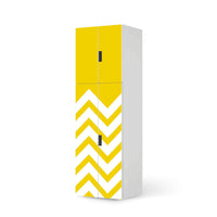 Selbstklebende Folie Gelbe Zacken - IKEA Stuva kombiniert - 2 große Türen und 2 kleine Türen (Kombination 2)  - weiss