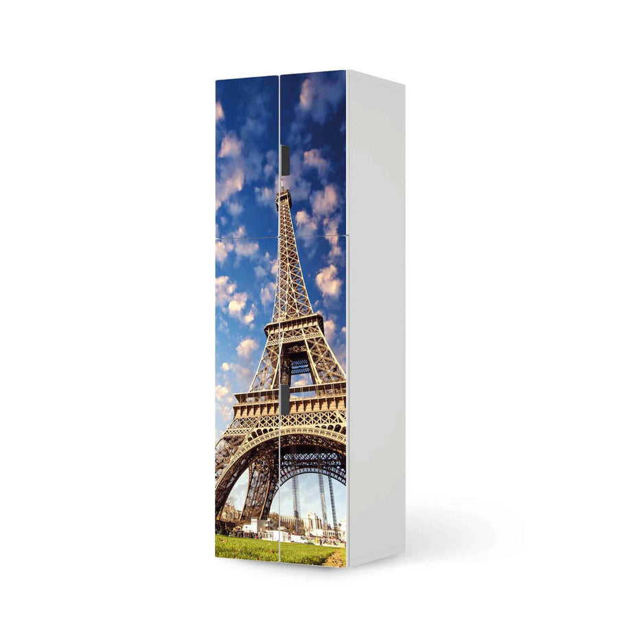 Selbstklebende Folie La Tour Eiffel - IKEA Stuva kombiniert - 2 große Türen und 2 kleine Türen (Kombination 2)  - weiss