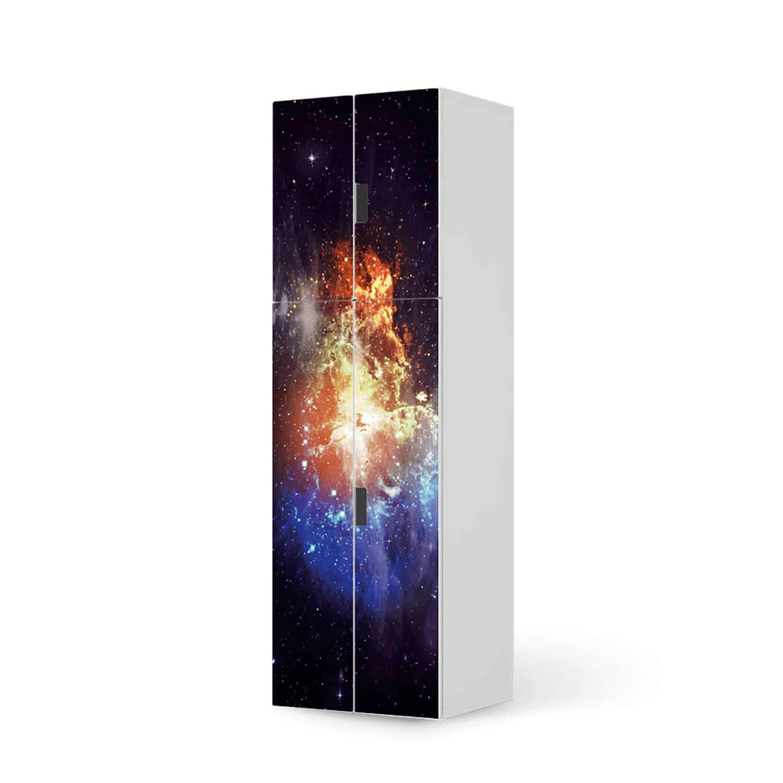 Selbstklebende Folie Nebula - IKEA Stuva kombiniert - 2 große Türen und 2 kleine Türen (Kombination 2)  - weiss