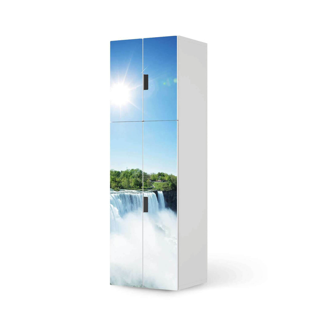 Selbstklebende Folie Niagara Falls - IKEA Stuva kombiniert - 2 große Türen und 2 kleine Türen (Kombination 2)  - weiss