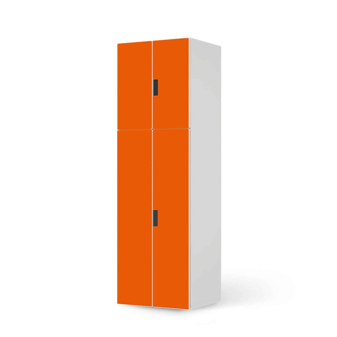 Selbstklebende Folie Orange Dark - IKEA Stuva kombiniert - 2 große Türen und 2 kleine Türen (Kombination 2)  - weiss
