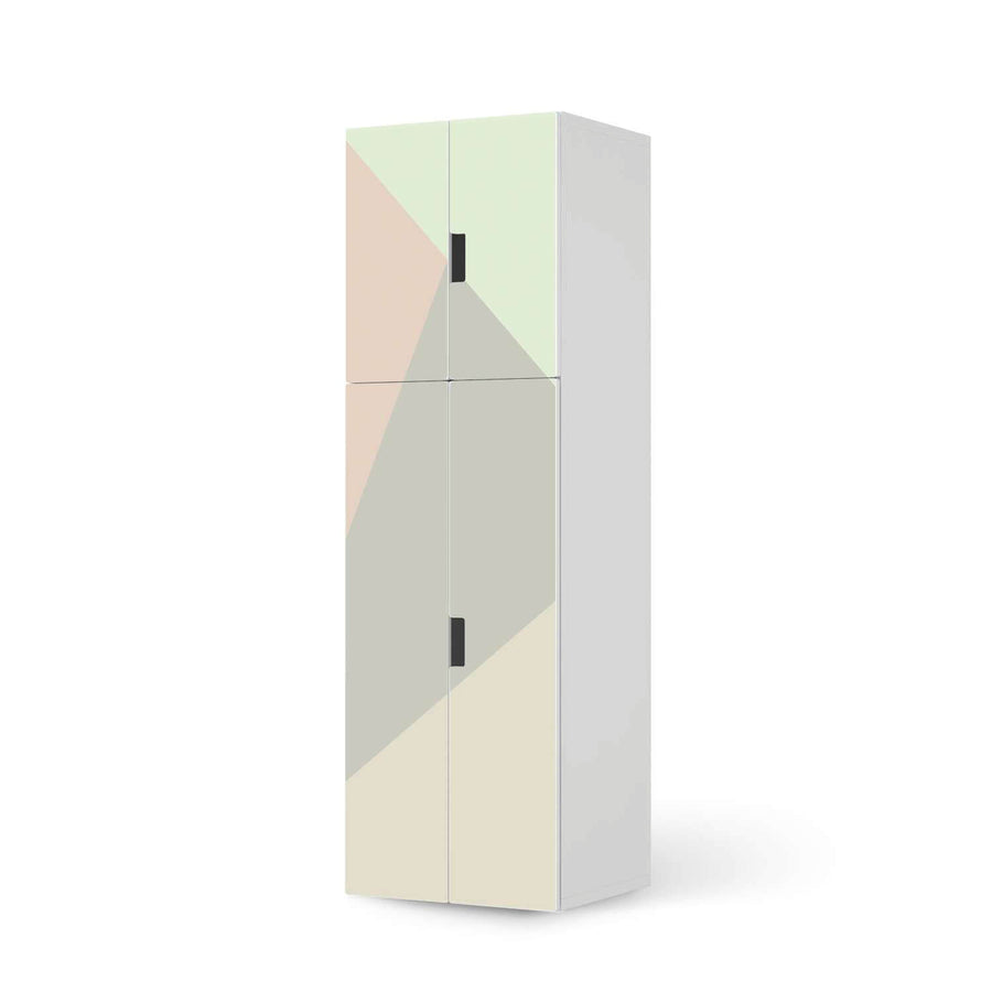 Selbstklebende Folie Pastell Geometrik - IKEA Stuva kombiniert - 2 große Türen und 2 kleine Türen (Kombination 2)  - weiss