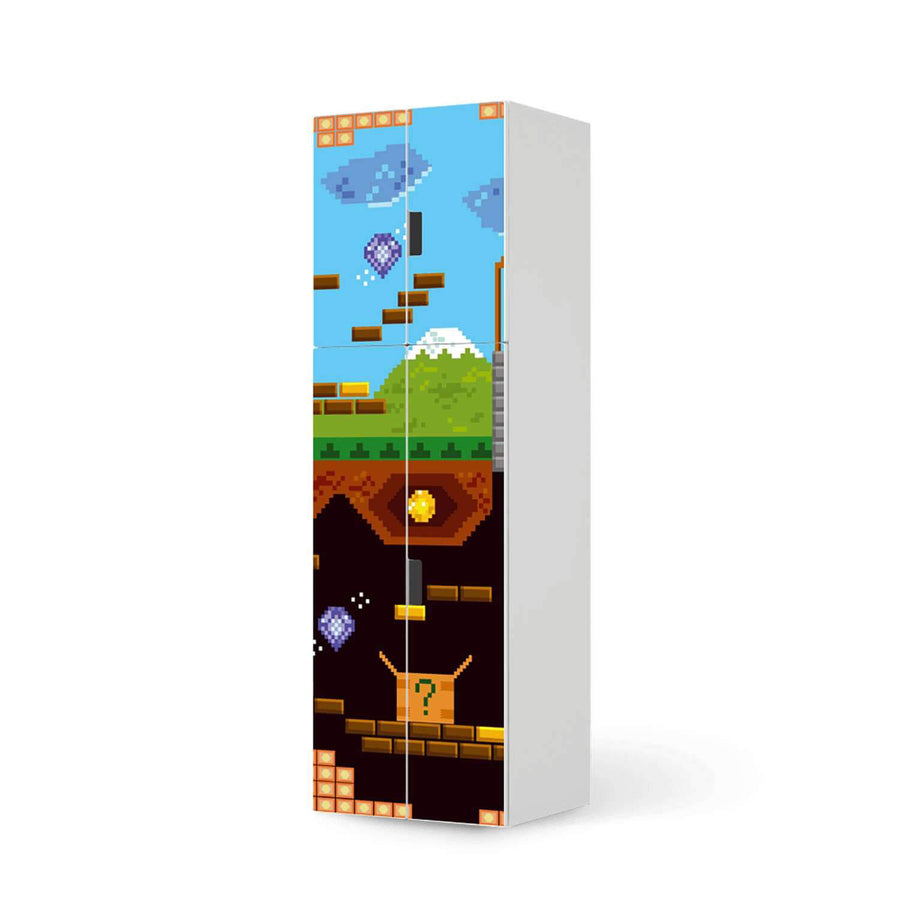 Selbstklebende Folie Pixelmania - IKEA Stuva kombiniert - 2 große Türen und 2 kleine Türen (Kombination 2)  - weiss
