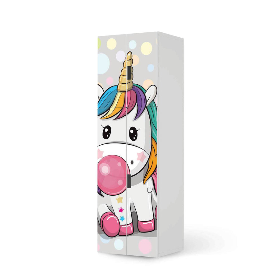 Selbstklebende Folie Rainbow das Einhorn - IKEA Stuva kombiniert - 2 große Türen und 2 kleine Türen (Kombination 2)  - weiss