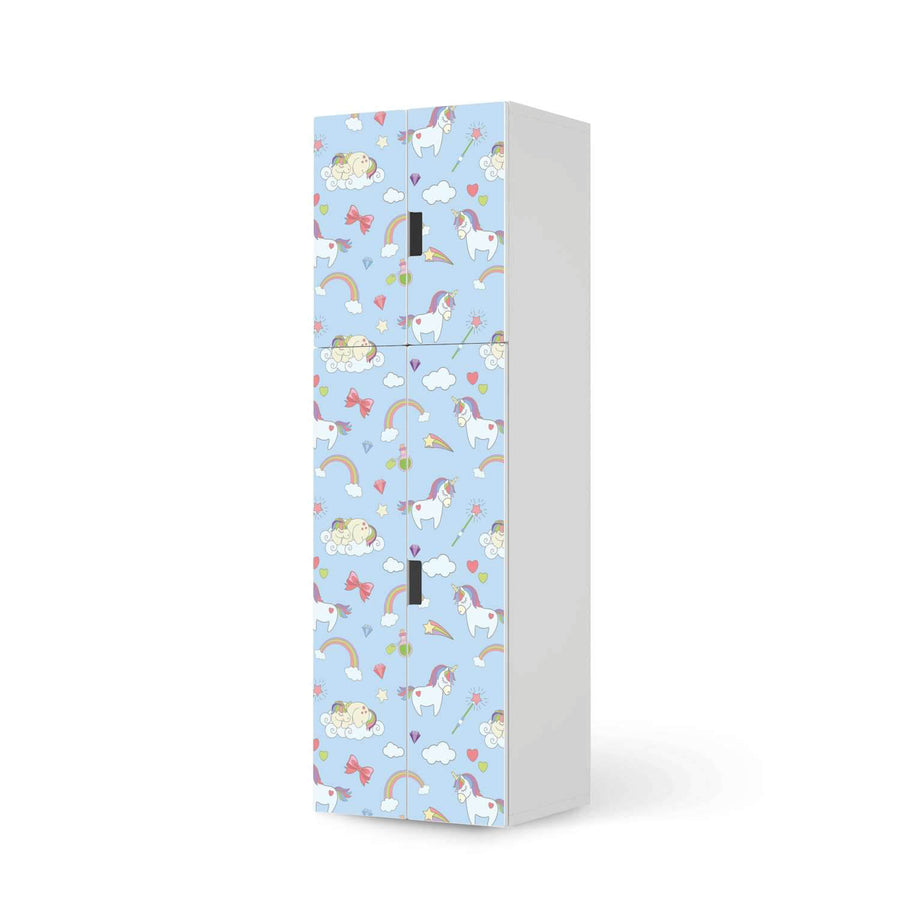 Selbstklebende Folie Rainbow Unicorn - IKEA Stuva kombiniert - 2 große Türen und 2 kleine Türen (Kombination 2)  - weiss
