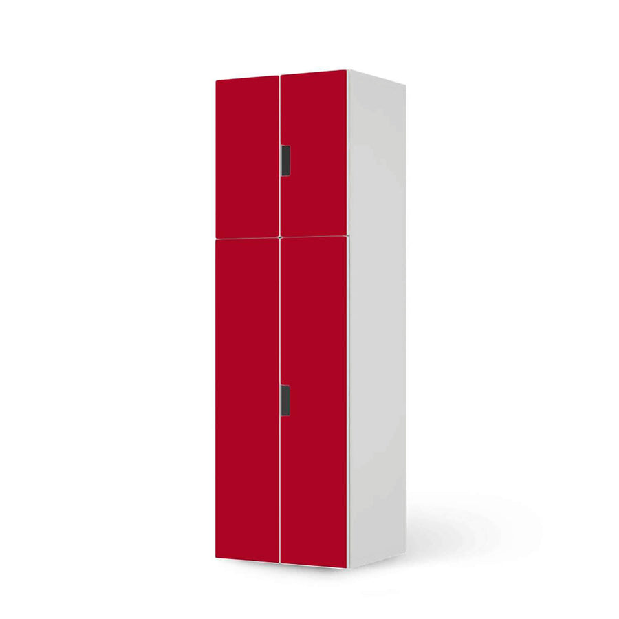 Selbstklebende Folie Rot Dark - IKEA Stuva kombiniert - 2 große Türen und 2 kleine Türen (Kombination 2)  - weiss