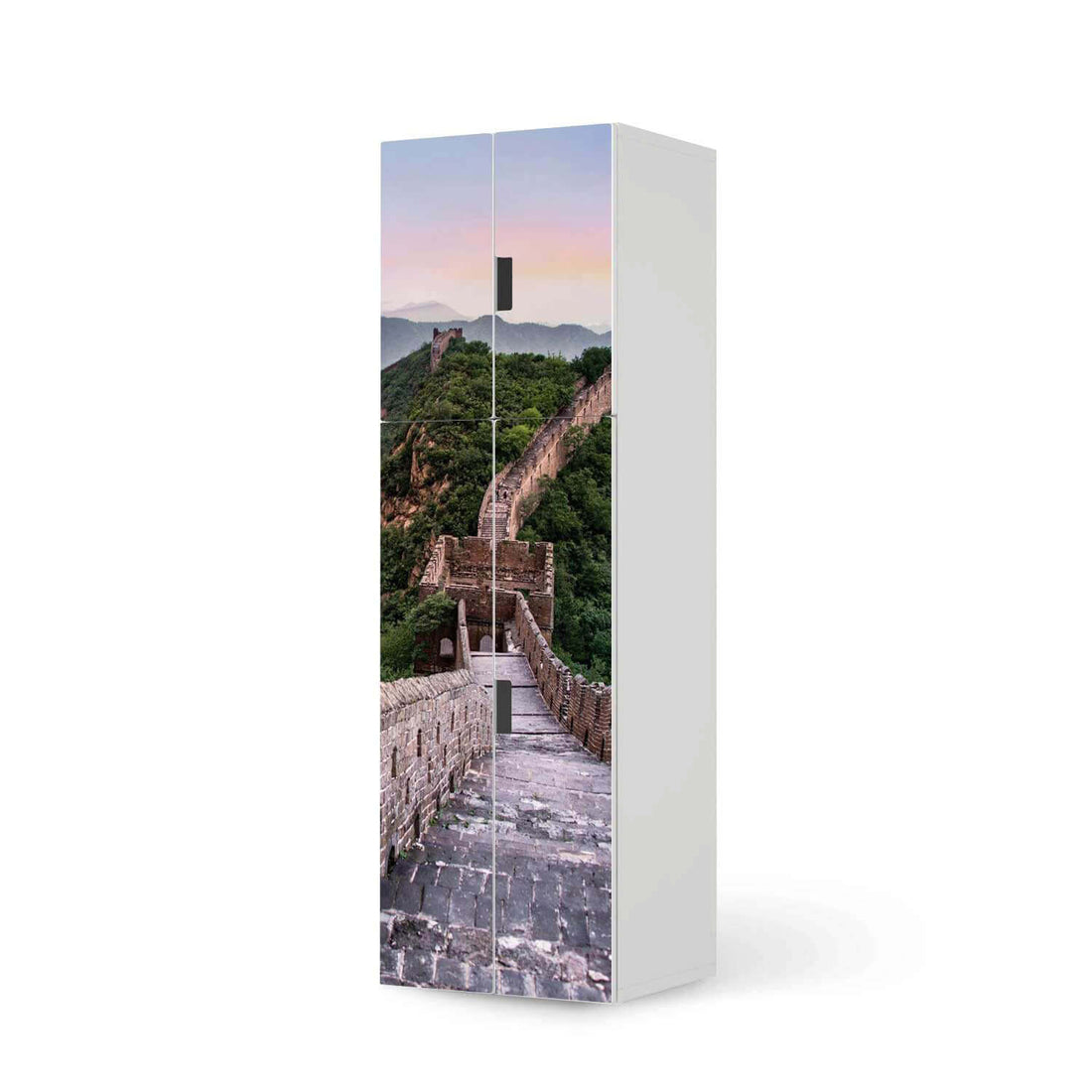 Selbstklebende Folie The Great Wall - IKEA Stuva kombiniert - 2 große Türen und 2 kleine Türen (Kombination 2)  - weiss