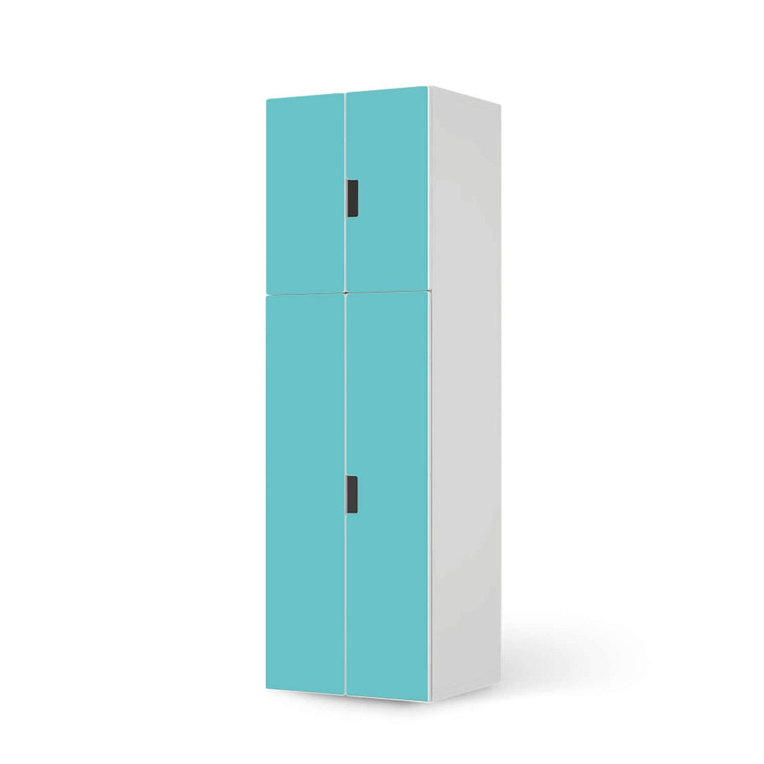Selbstklebende Folie Türkisgrün Light - IKEA Stuva kombiniert - 2 große Türen und 2 kleine Türen (Kombination 2)  - weiss