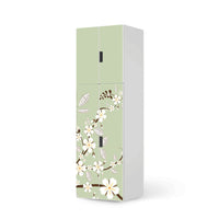 Selbstklebende Folie White Blossoms - IKEA Stuva kombiniert - 2 große Türen und 2 kleine Türen (Kombination 2)  - weiss