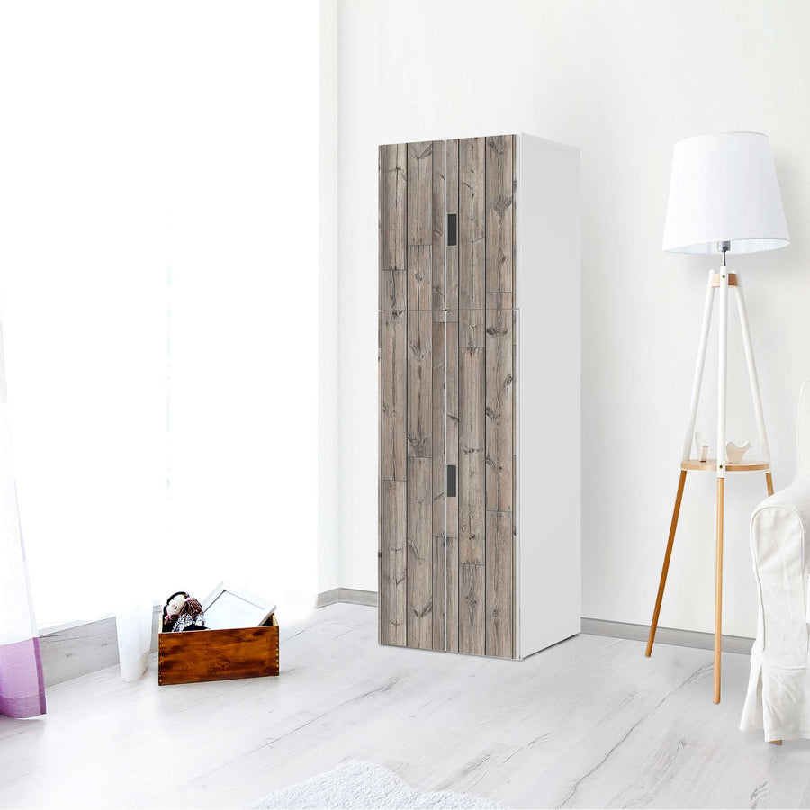 Selbstklebende Folie Dark washed - IKEA Stuva kombiniert - 2 große Türen und 2 kleine Türen (Kombination 2) - Wohnzimmer