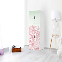 Selbstklebende Folie Floral Doodle - IKEA Stuva kombiniert - 2 große Türen und 2 kleine Türen (Kombination 2) - Wohnzimmer