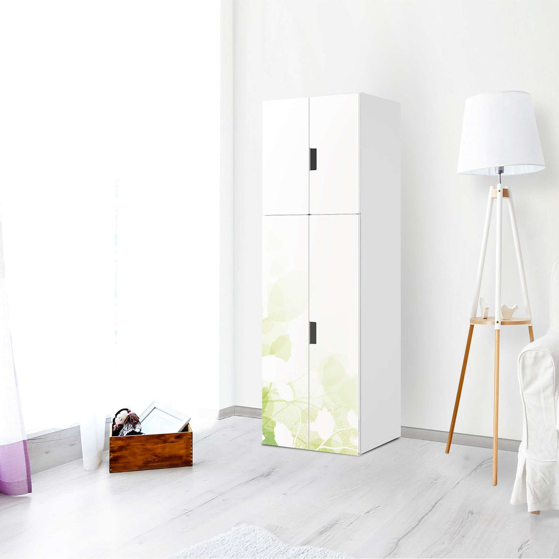Selbstklebende Folie Flower Light - IKEA Stuva kombiniert - 2 große Türen und 2 kleine Türen (Kombination 2) - Wohnzimmer