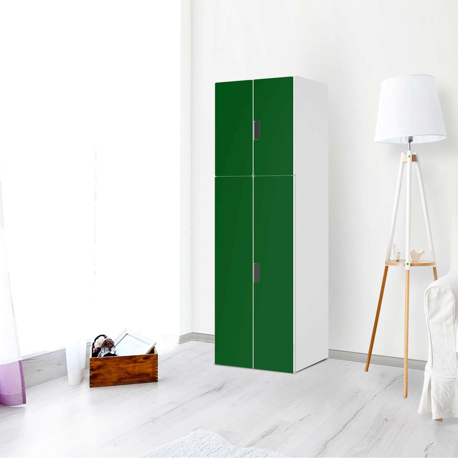 Selbstklebende Folie Grün Dark - IKEA Stuva kombiniert - 2 große Türen und 2 kleine Türen (Kombination 2) - Wohnzimmer
