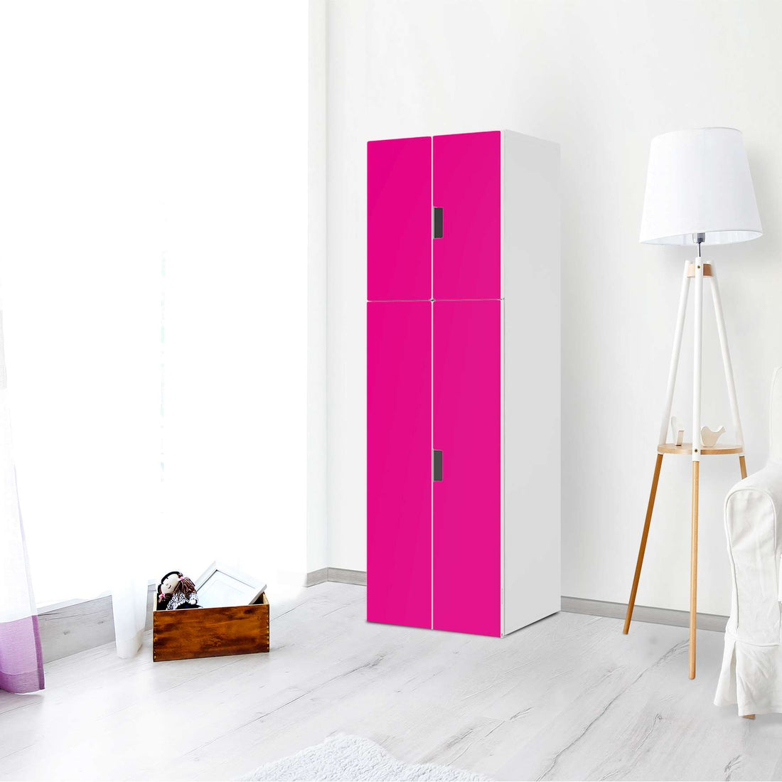 Selbstklebende Folie Pink Dark - IKEA Stuva kombiniert - 2 große Türen und 2 kleine Türen (Kombination 2) - Wohnzimmer