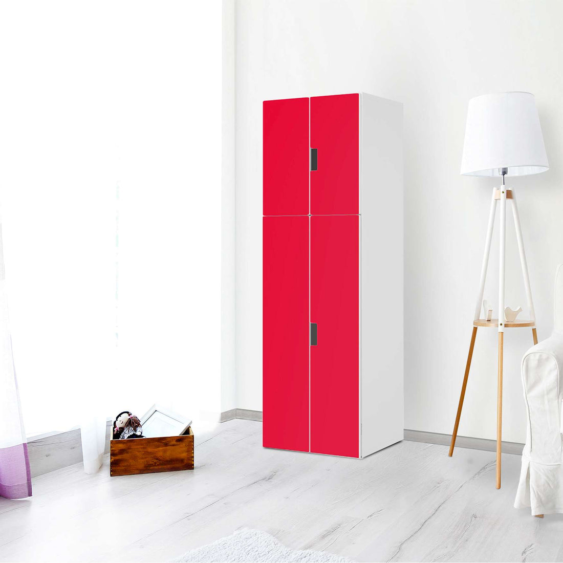Selbstklebende Folie Rot Light - IKEA Stuva kombiniert - 2 große Türen und 2 kleine Türen (Kombination 2) - Wohnzimmer