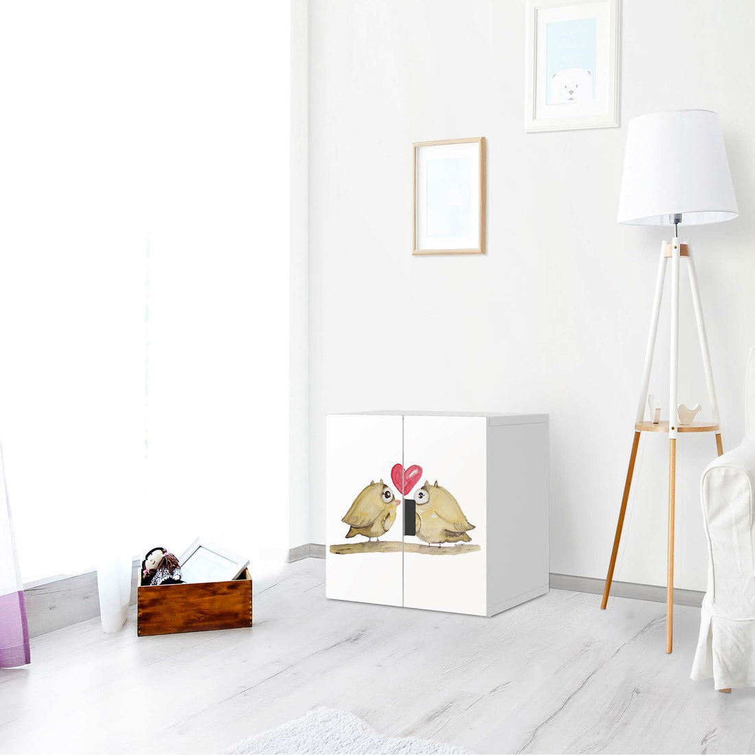 Selbstklebende Folie 2 kleine Eulen - IKEA Stuva Schrank - 2 kleine Türen - Kinderzimmer