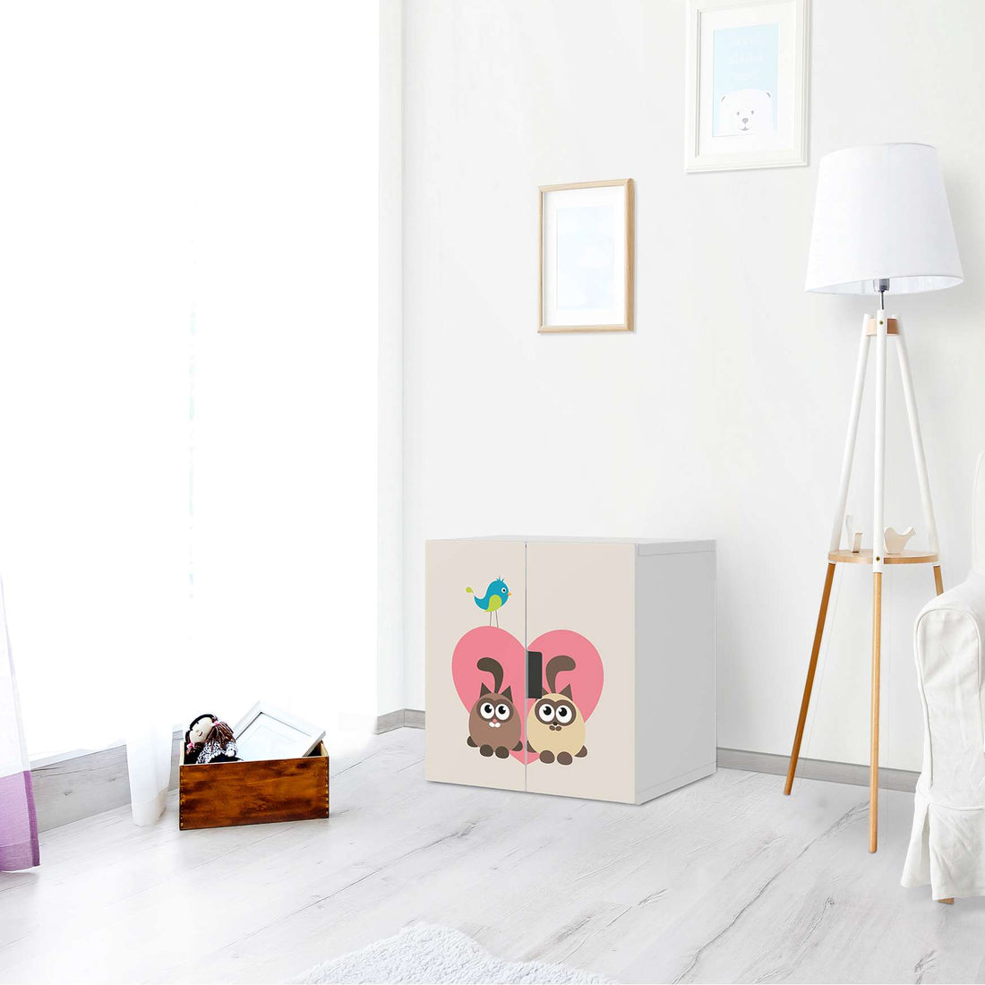 Selbstklebende Folie Cats Heart - IKEA Stuva Schrank - 2 kleine Türen - Kinderzimmer