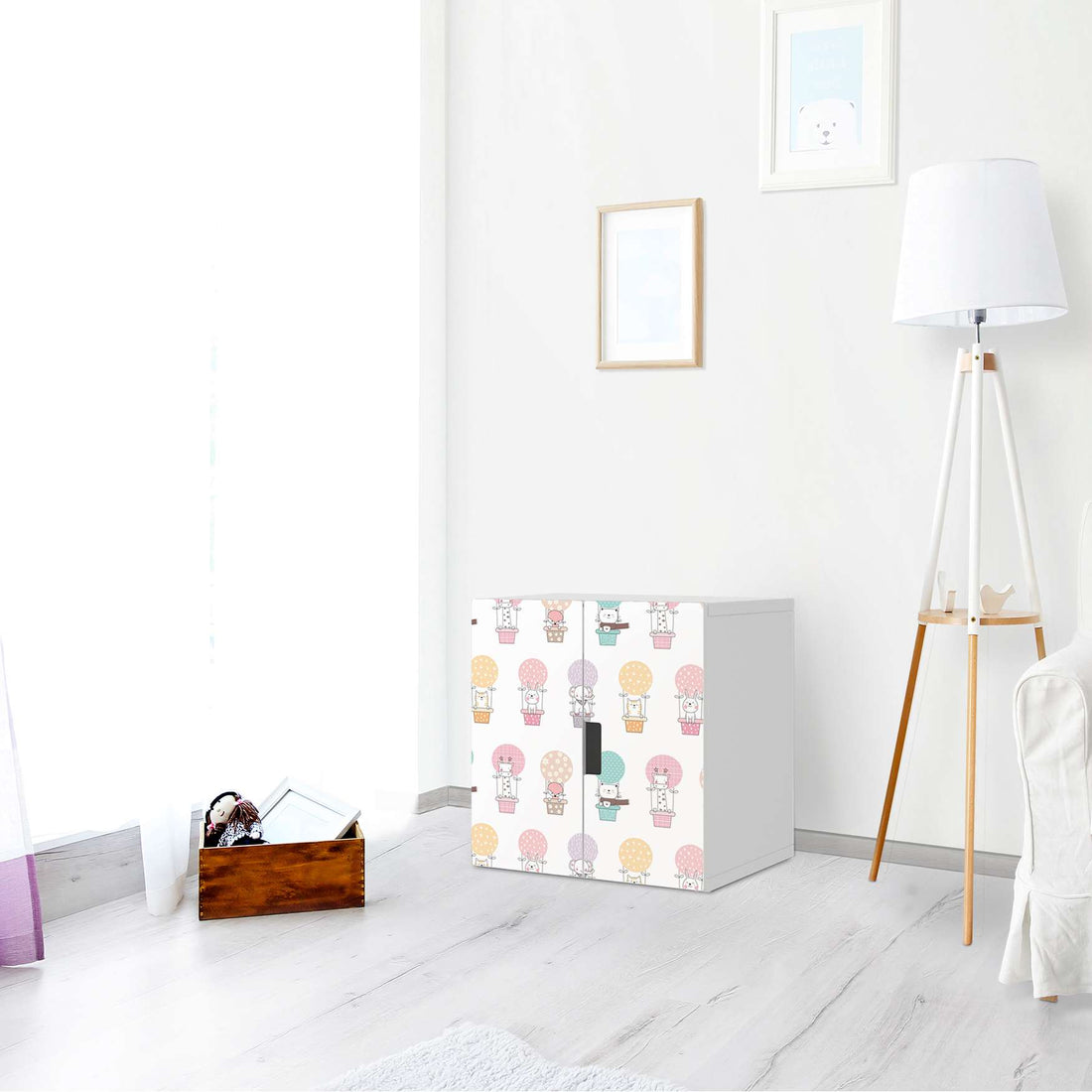 Selbstklebende Folie Flying Animals - IKEA Stuva Schrank - 2 kleine Türen - Kinderzimmer