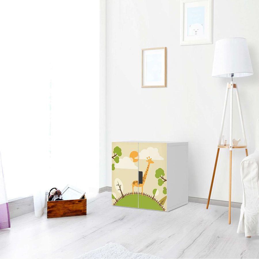 Selbstklebende Folie Mountain Giraffe - IKEA Stuva Schrank - 2 kleine Türen - Kinderzimmer