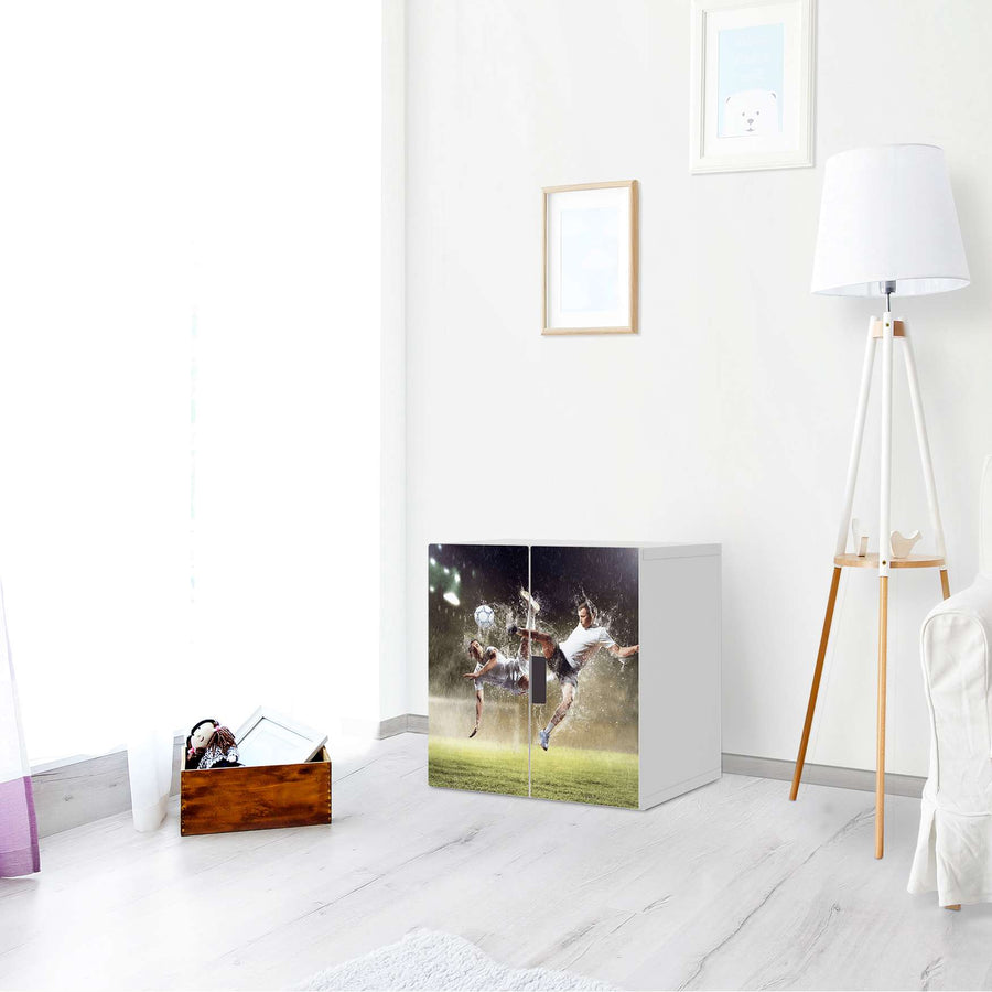 Selbstklebende Folie Soccer - IKEA Stuva Schrank - 2 kleine Türen - Kinderzimmer
