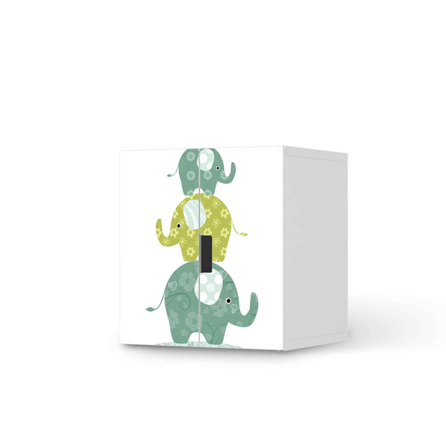 Selbstklebende Folie Elephants - IKEA Stuva Schrank - 2 kleine Türen  - weiss
