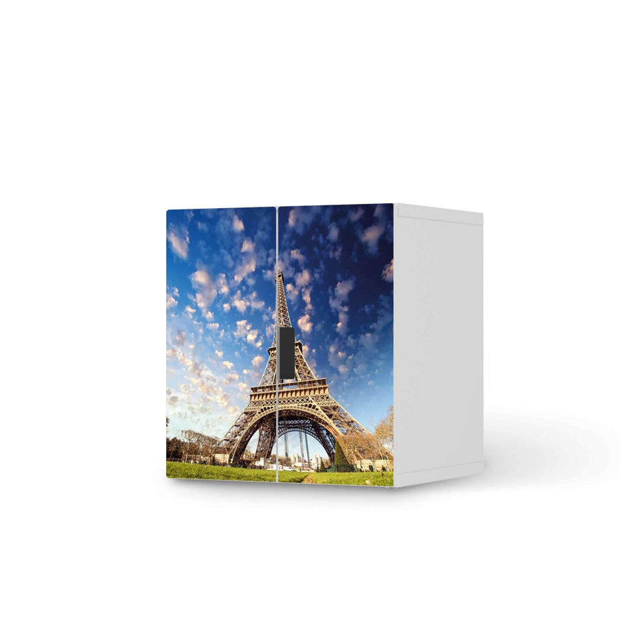 Selbstklebende Folie La Tour Eiffel - IKEA Stuva Schrank - 2 kleine Türen  - weiss