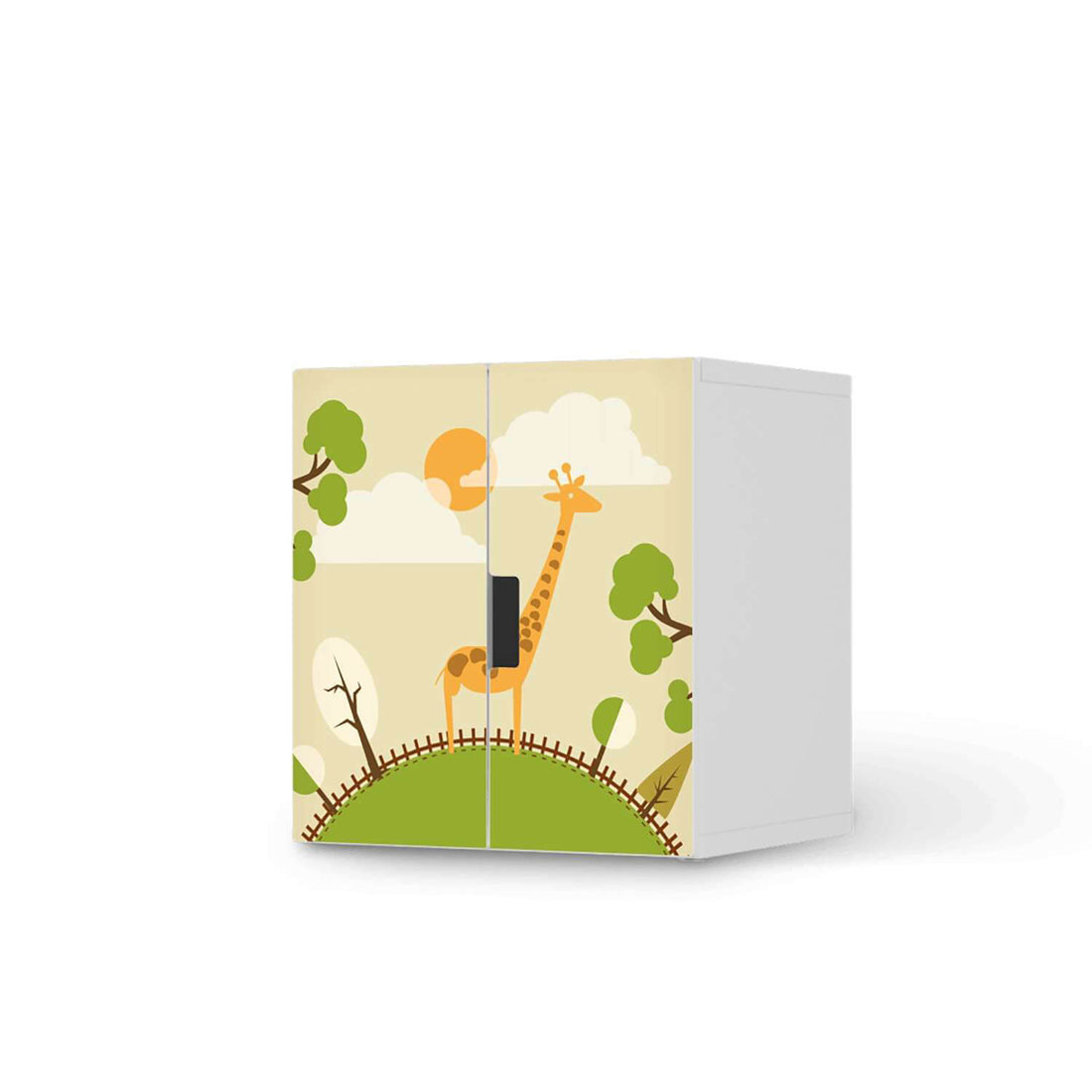 Selbstklebende Folie Mountain Giraffe - IKEA Stuva Schrank - 2 kleine Türen  - weiss