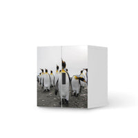 Selbstklebende Folie Penguin Family - IKEA Stuva Schrank - 2 kleine Türen  - weiss